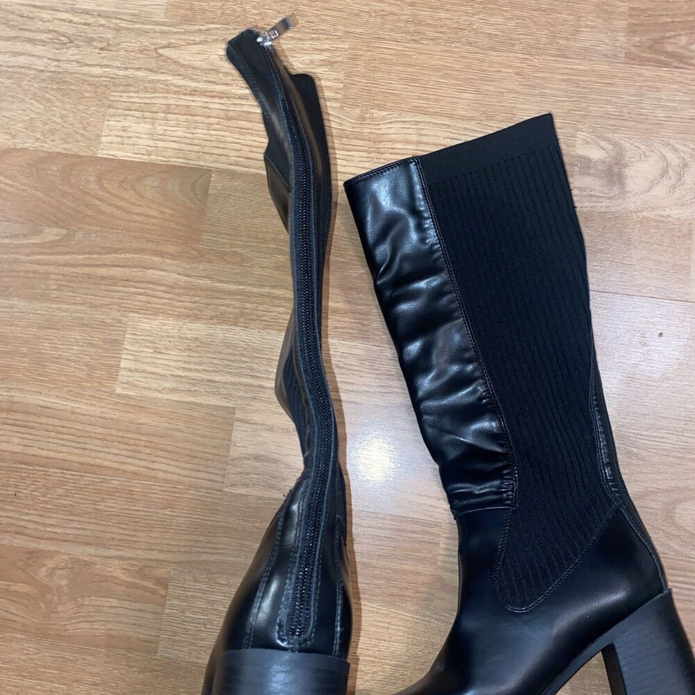 Journee Collection Winny Womens Boots 8 Wide Calf Black Square Toe Knee High New - Picture 8 of 12